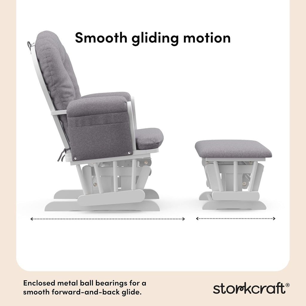 Storkcraft Premium Hoop Glider & Ottoman (Espresso/Gray Swirl) — GREENGUARD Gold Certified Nursery Glider, Solid Wood Craftsmanship, Smooth-Gliding Nursery Chair and Ottoman, Award-Winning