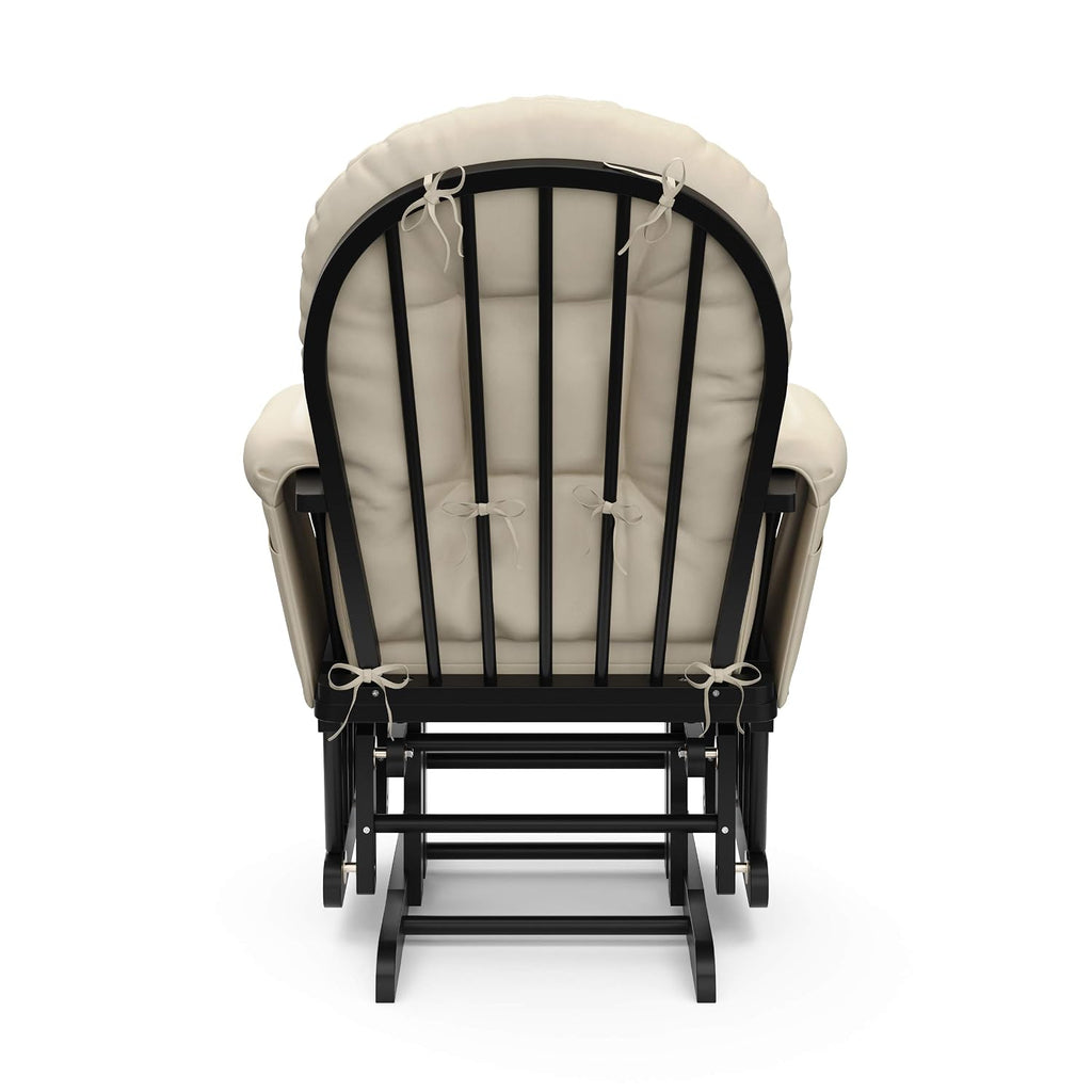 Storkcraft Premium Hoop Glider & Ottoman (Black with Beige) — GREENGUARD Gold Certified, Solid Wood Craftsmanship, Convenient Storage Pockets, Smooth-Gliding Chair for Nursery, Multi-Award-Winning