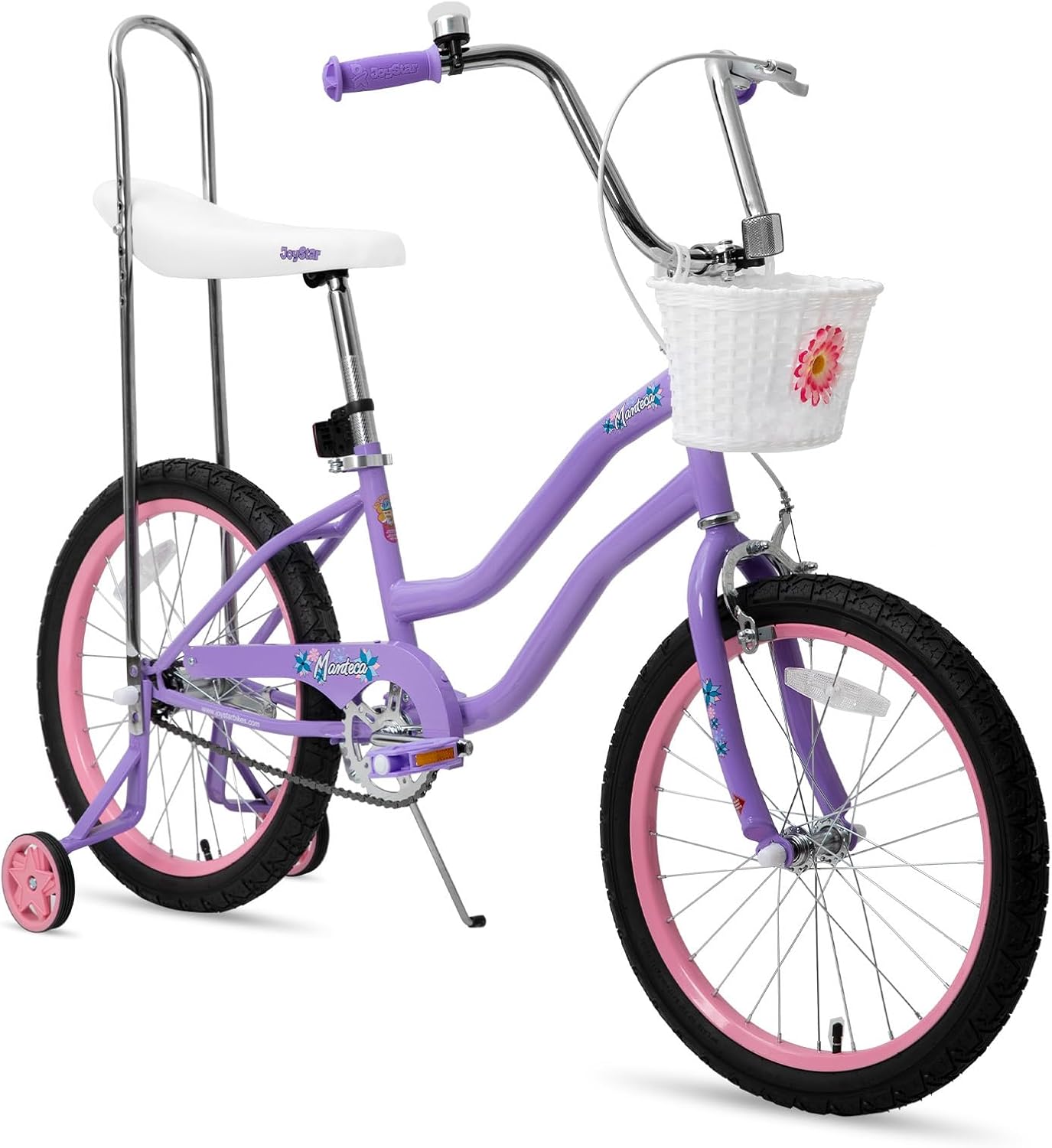 JOYSTAR Manteca 20 Inch Kids Bike with Training Wheels, Banana Seat Bike for Girls Ages 6 and Up, Kids' Bicycle, Adjustable Seat & Handlebars