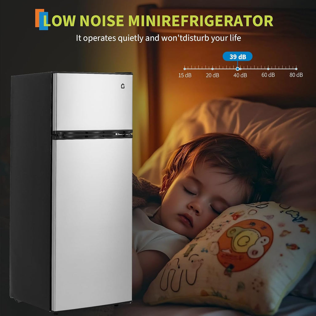 Garvee 7.5 Cu. Ft. Compact Refrigerator | Two Door Mini Fridge with Energy-Efficient & Quiet Operation | for Dorm, Office, Bedroom, Kitchen, Bar Use with Adjustable Shelves