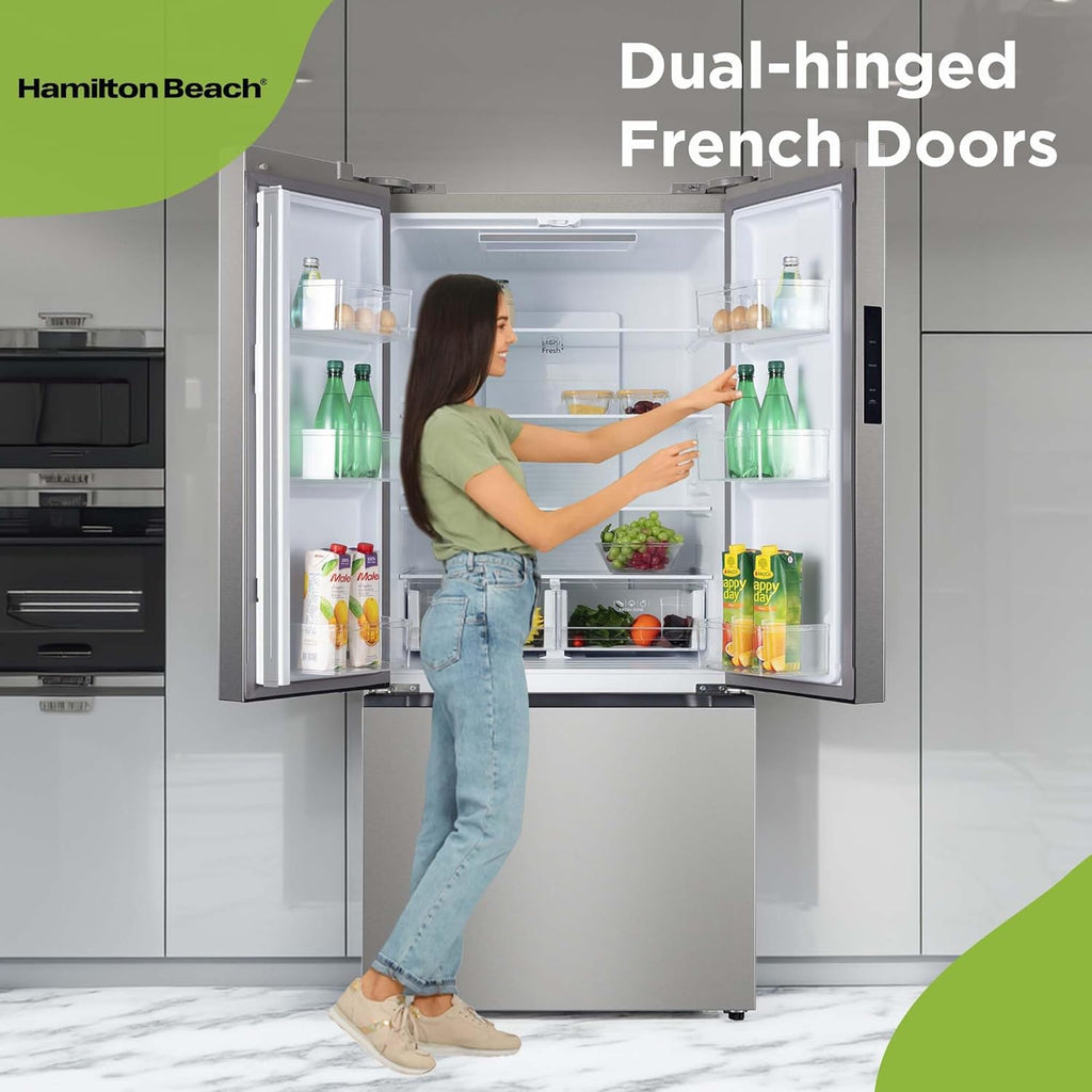 Hamilton Beach HBF1770 French Door Counter Depth Refrigerator with Freezer Drawer, 17.7 cu ft, Stainless Steel (Full Size)