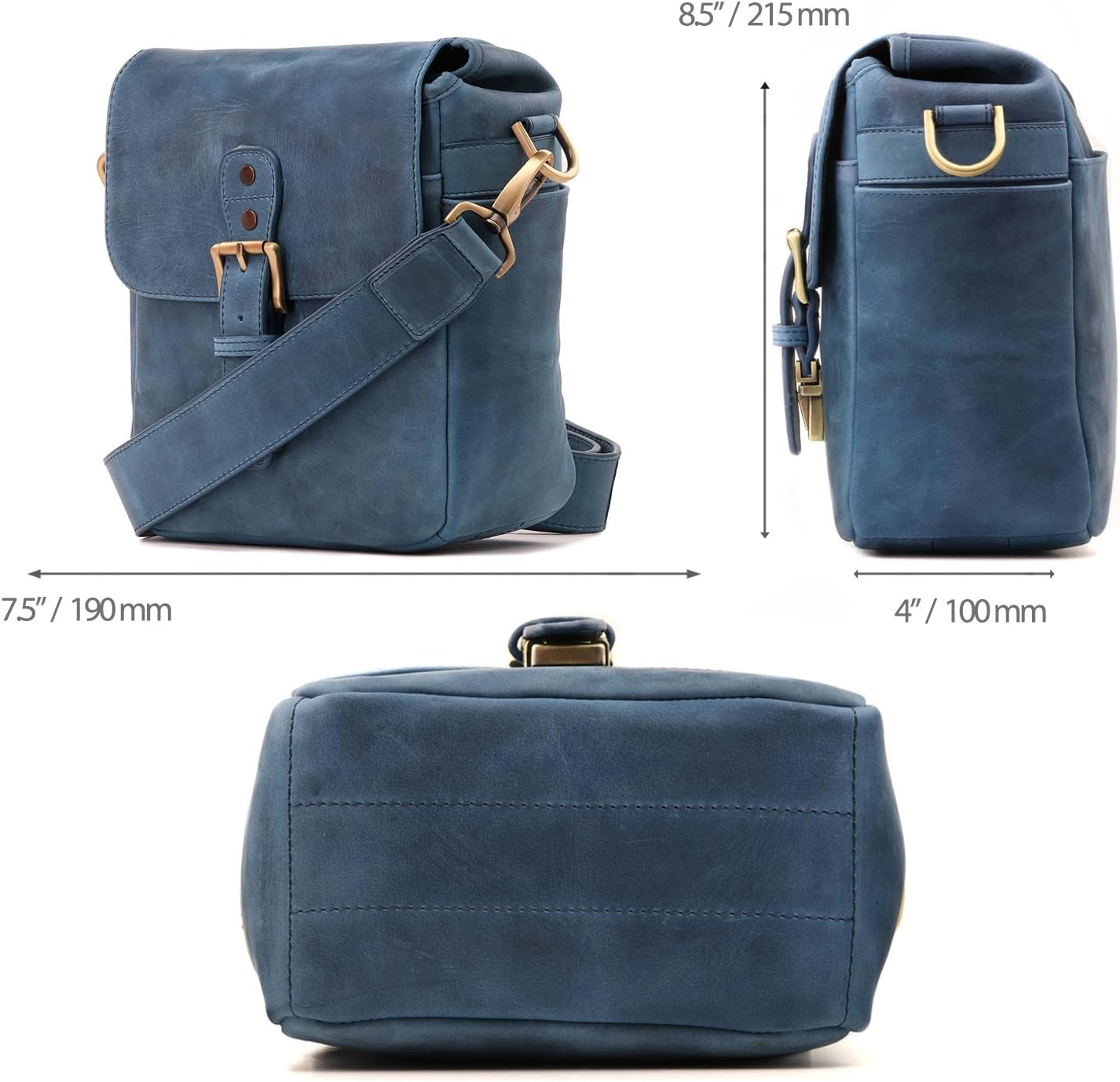 MegaGear Genuine Leather Camera Messenger Bag Mirrorless Portable electronic device cover