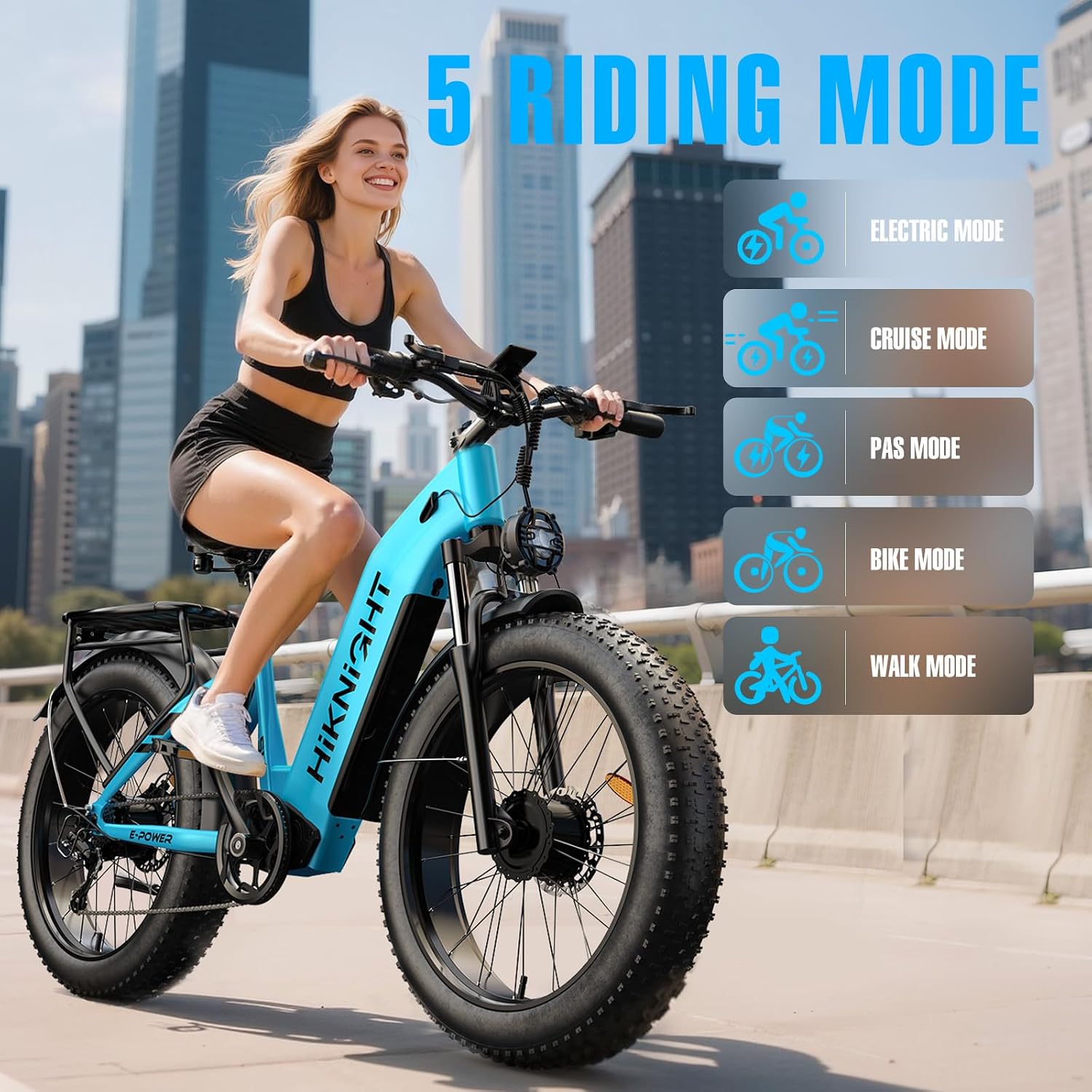 Dual Motor Electric Bike for Adults, 3000W Peak 52V 20AH Battery E Bike 26' x 4.0' Fat Tire Electric Mountain Bike Step-Thru Electric Bicycle for Women/Men, Up to 38MPH, Dual Hydraulic Brake
