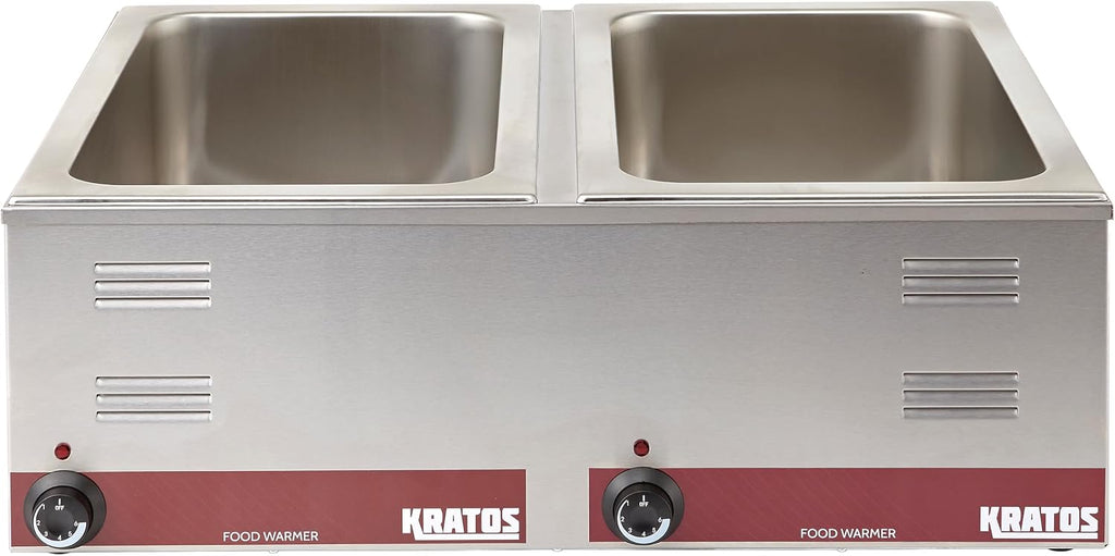 Kratos Commercial Electric Countertop Dual Well Food Warmer, Portable Steam Table Food Warmer, Holds Two 12' x 20' Food Pans, NSF Certified