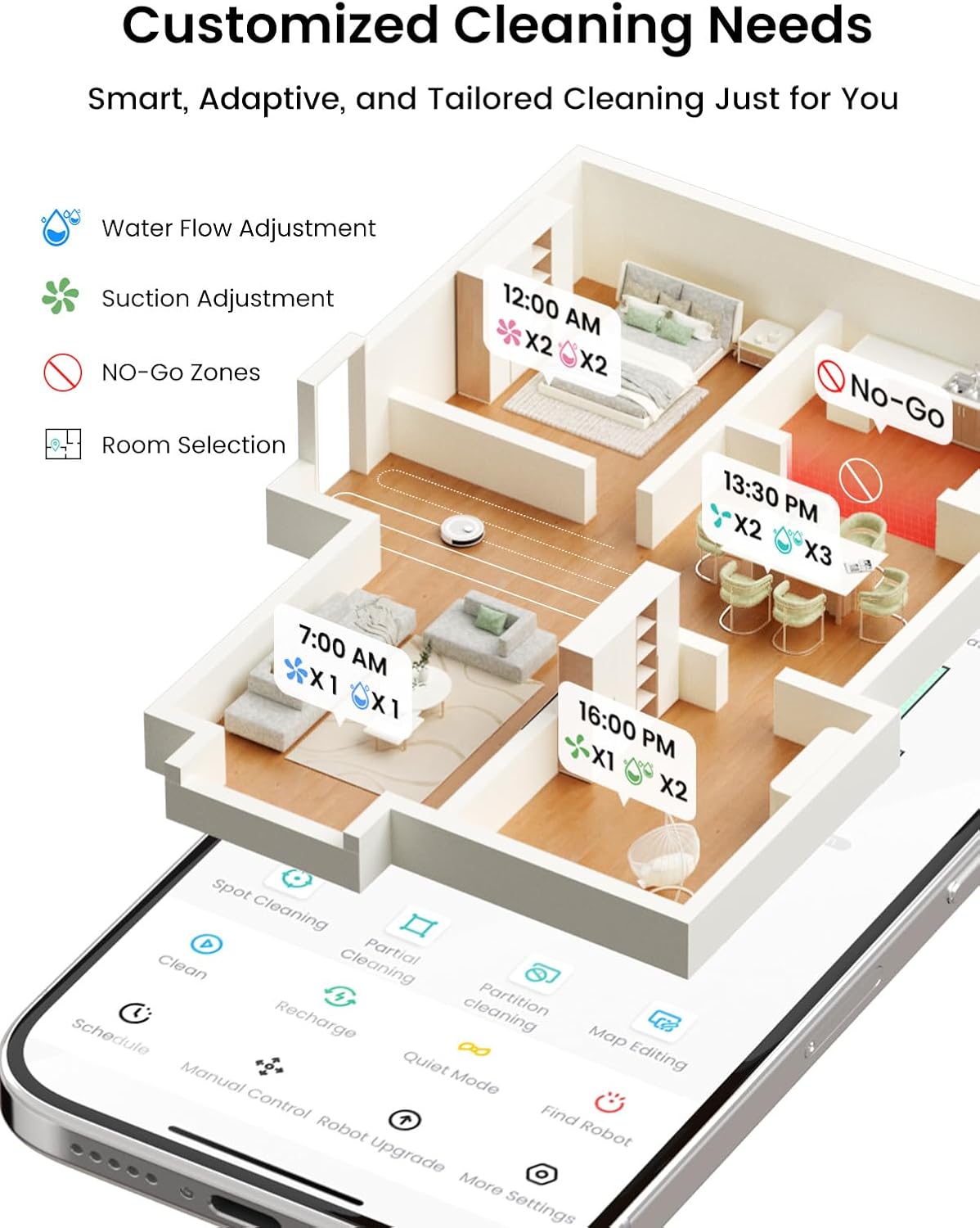 Lefant LiDAR Robot Vacuum and Mop, 75-Day Self-Emptying, 6000Pa Strong Suction, Customized Cleaning, Multi-Floor Mapping, 130 Min Runtime, 2.4G/5G WiFi/Alexa/APP/iWatch, M2L Plus