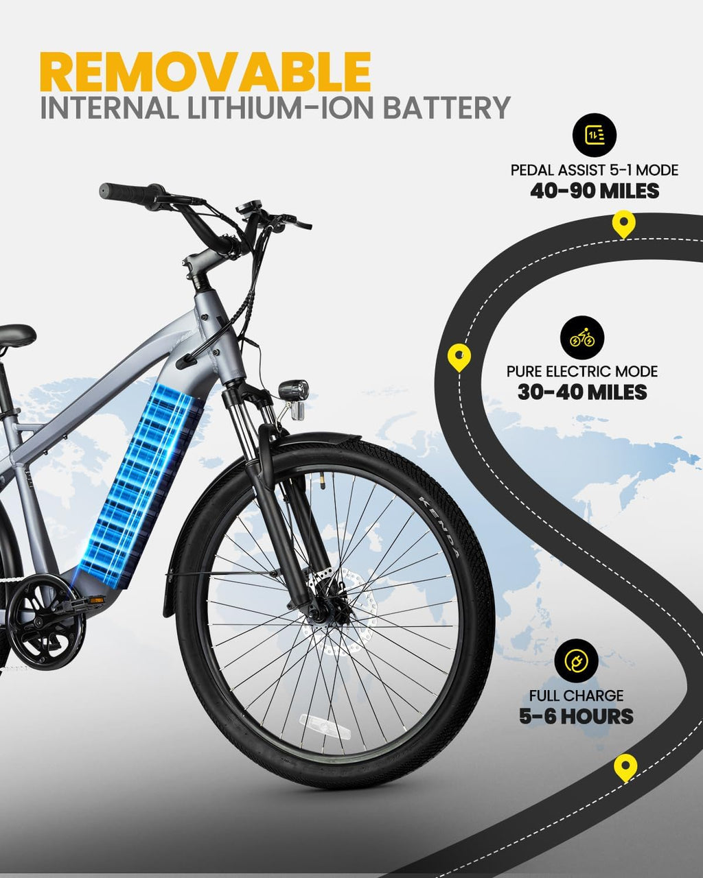 VEEFA Electric Bike for Adults 500W Peak 1000W Motor Ebike 27.5' E-Bike Up to 20Mph 80 Miles Max Range by 48V Built-in Removable Battery, 5 Pedal-Assist Level, UL 2849 Certified Commuter E Bike