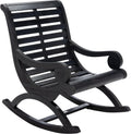 SAFAVIEH Outdoor - Sonora Rocking Chair - Black - Solid Wood - Transitional British Slatted Design - Ideal for Patio, Deck, Porch, Backyard, 17.7' Seat Height (PAT7016D)