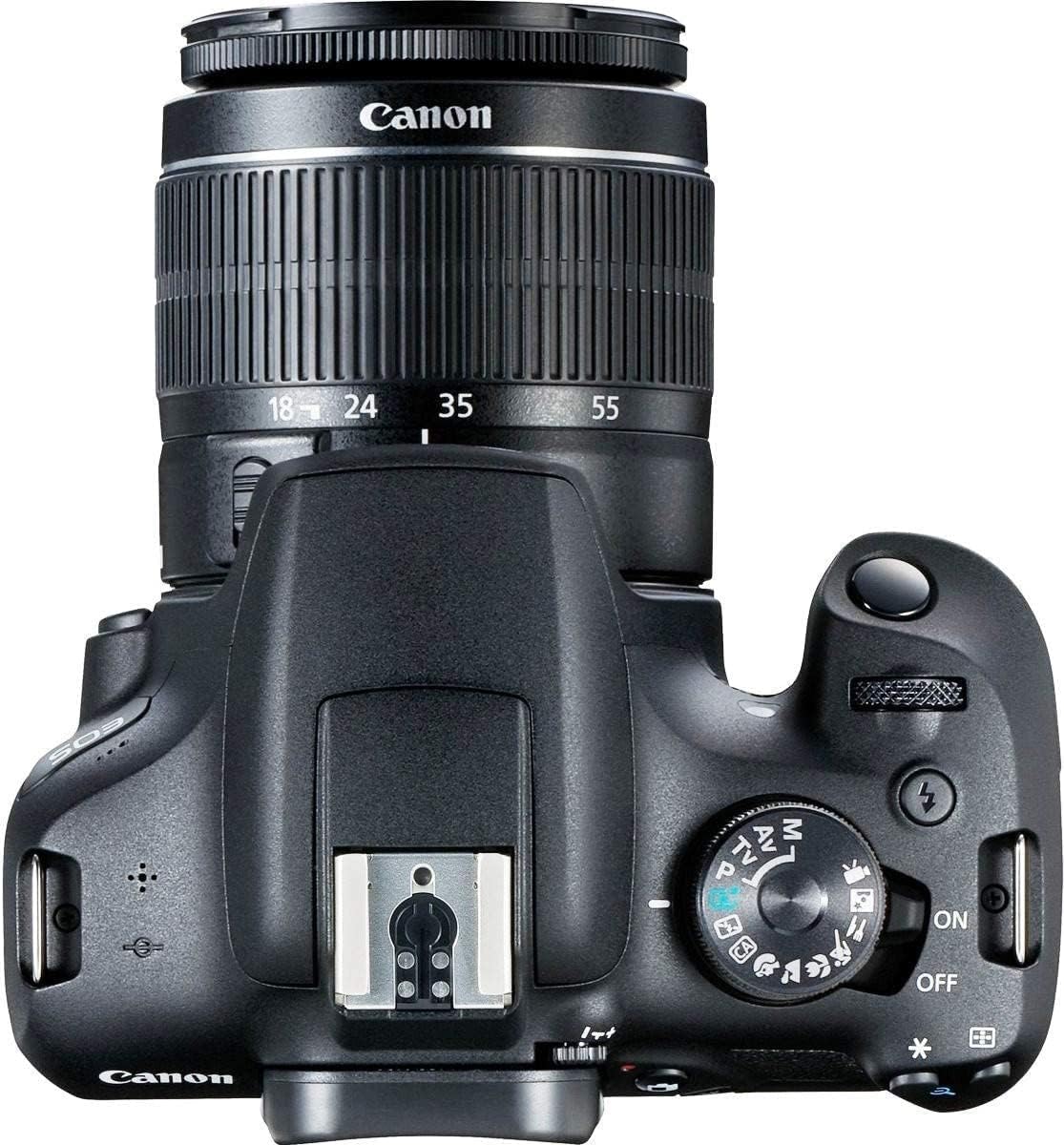 Canon EOS 2000D (Rebel T7) DSLR with 18-55mm Lens 3 Lens Kit Bundled with 64GB Memory Card, Extra Battery, 3PC Filter Kit, Tripod, Case + Complete Photo Bundle - International Model, Black (Renewed)