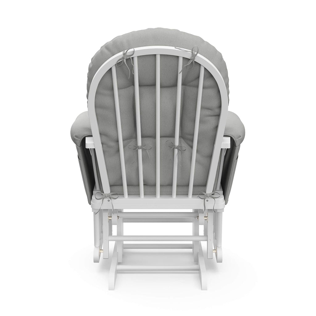 Storkcraft Premium Hoop Glider & Ottoman (White/Light Gray) — GREENGUARD Gold Certified Nursery Glider, Solid Wood Craftsmanship, Smooth-Gliding Nursery Chair and Ottoman, Award-Winning