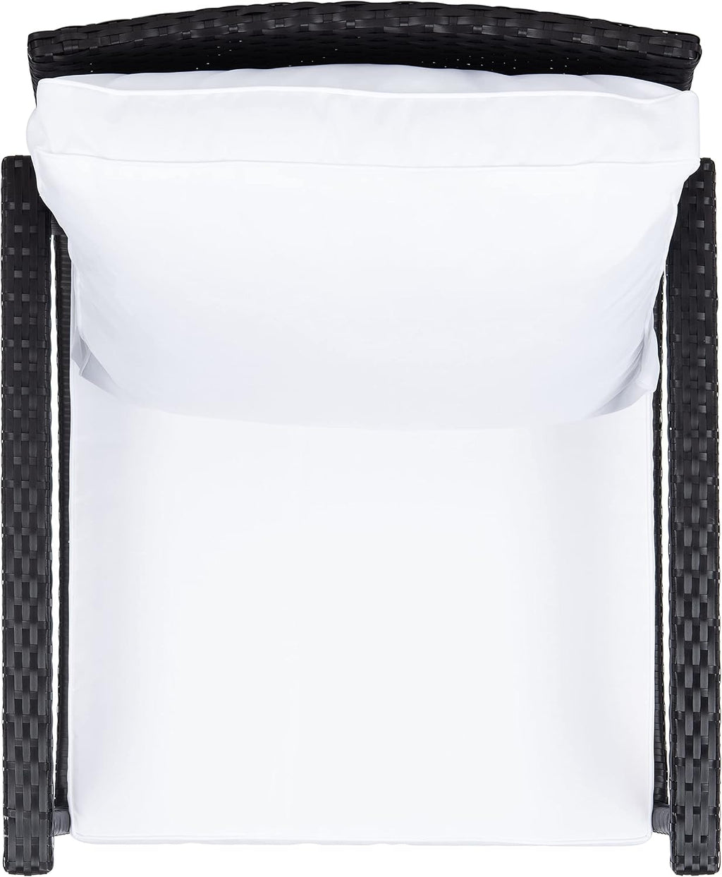 SAFAVIEH Outdoor - Daire Rocking Chair - Black & White - Steel Frame & Faux Rattan with Cushion - Open-Frame Design - Ideal for Patio, Deck, Porch, Backyard, 14.4' Seat Height (PAT7721A)