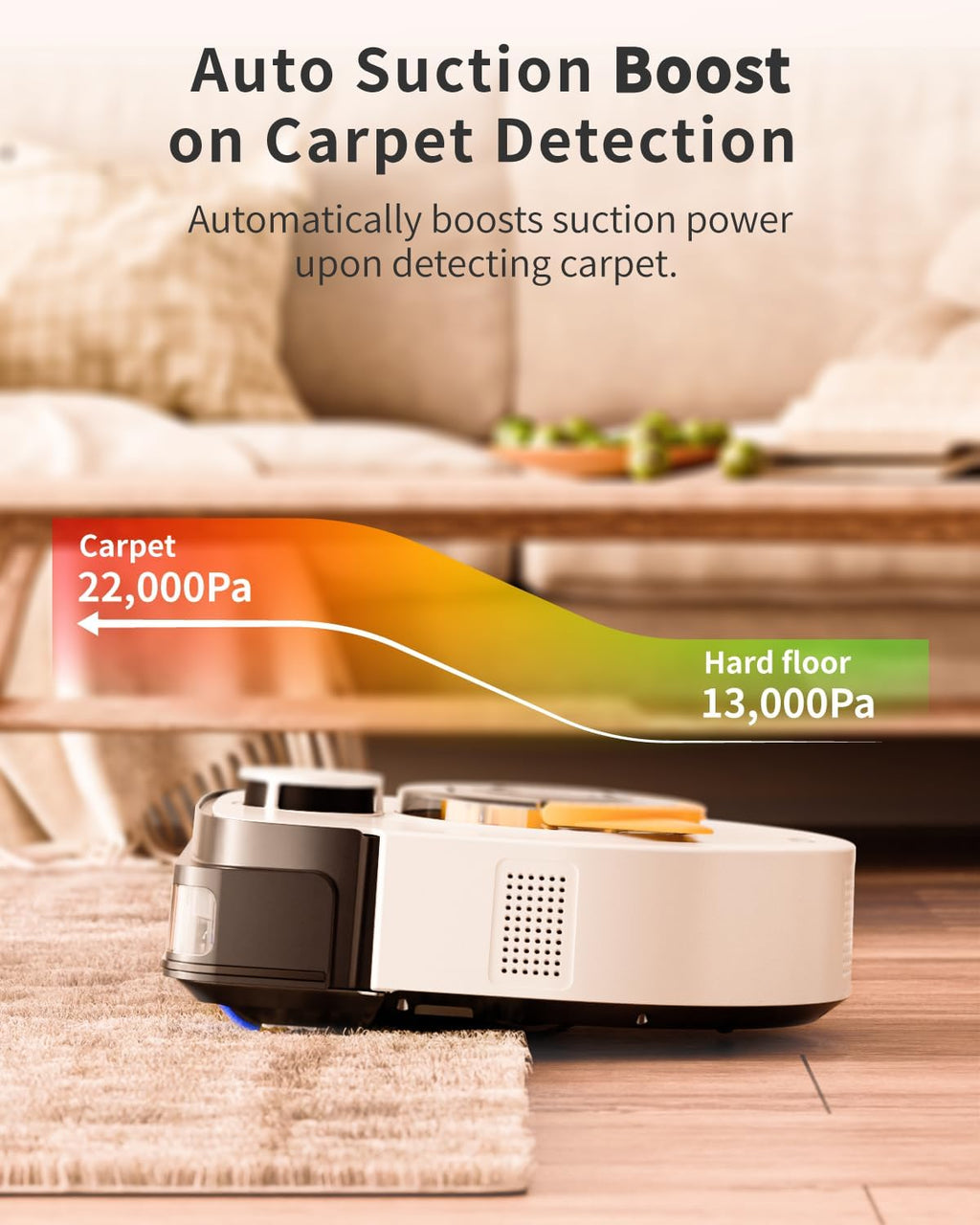 UBPET Robot Vacuum with 22,000Pa Ultra-Strong Suction - Automatic Robot Vacuum for Pet Hair & Carpets, Tangle-Free Cleaning, Smart Mapping with LiDAR Navigation, App Controlled