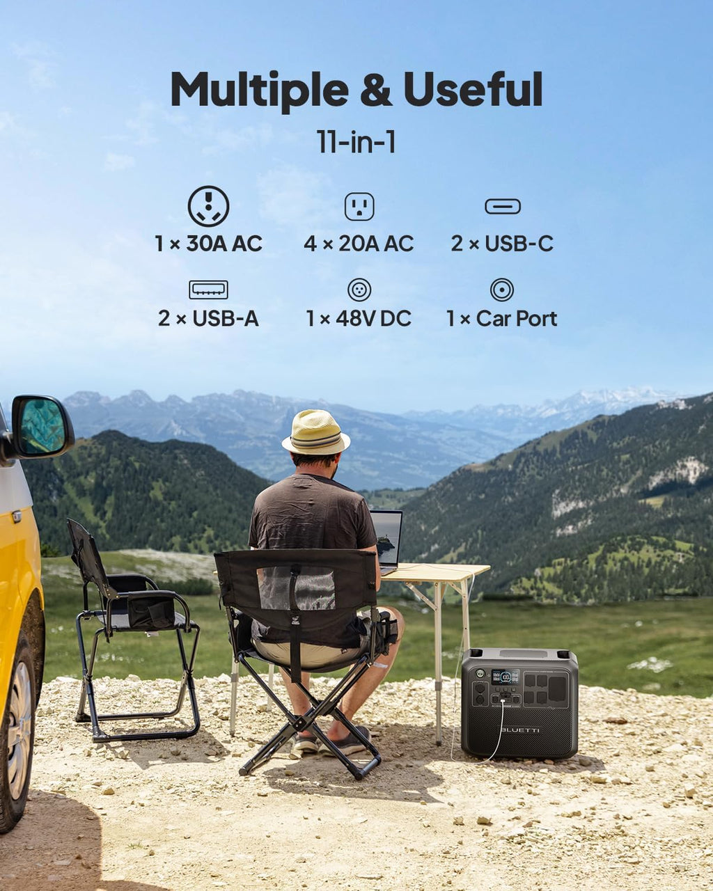 BLUETTI AC200L Portable Power Station with Charger 2 (Ships Separately), 2048Wh LFP Backup, 1200W Alternator Charger, 3.2 H Full Charge via Car, Perfect for Road Trips, RVs, Power Outages