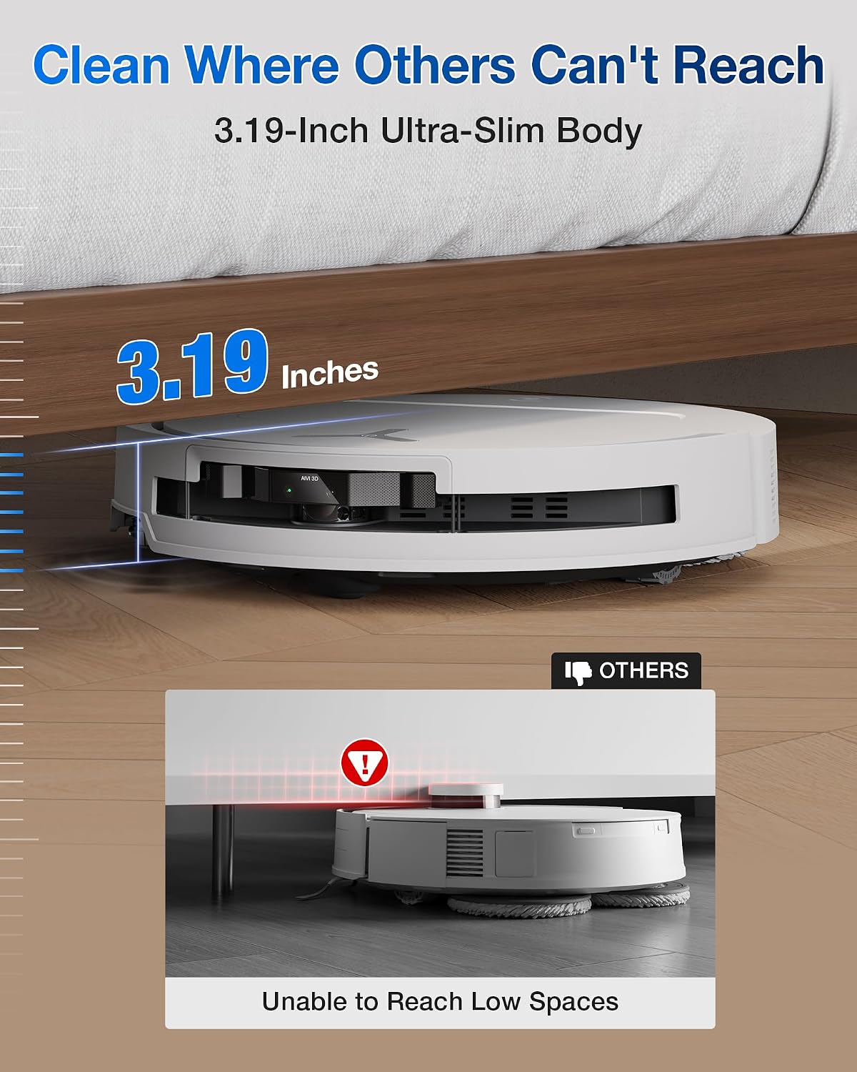 ECOVACS DEEBOT T50 PRO Omni Robot Vacuum and Mop, 3.19' Ultra-Slim, 15,000Pa Suction, ZeroTangle 2.0, TruEdge Edge Cleaning, AIVI 3D Obstacle Avoidance, Auto Mop Wash & Dry, Self-Emptying,White