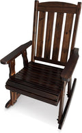 Fortune Candy Wooden Patio Rocking Chair with Comfortable Backrest Inclination, High Backrest and Deep Contoured Seat, Solid Fir Wood, Heavy Duty 600 LBS (Chocolate Tone, 1 Piece)
