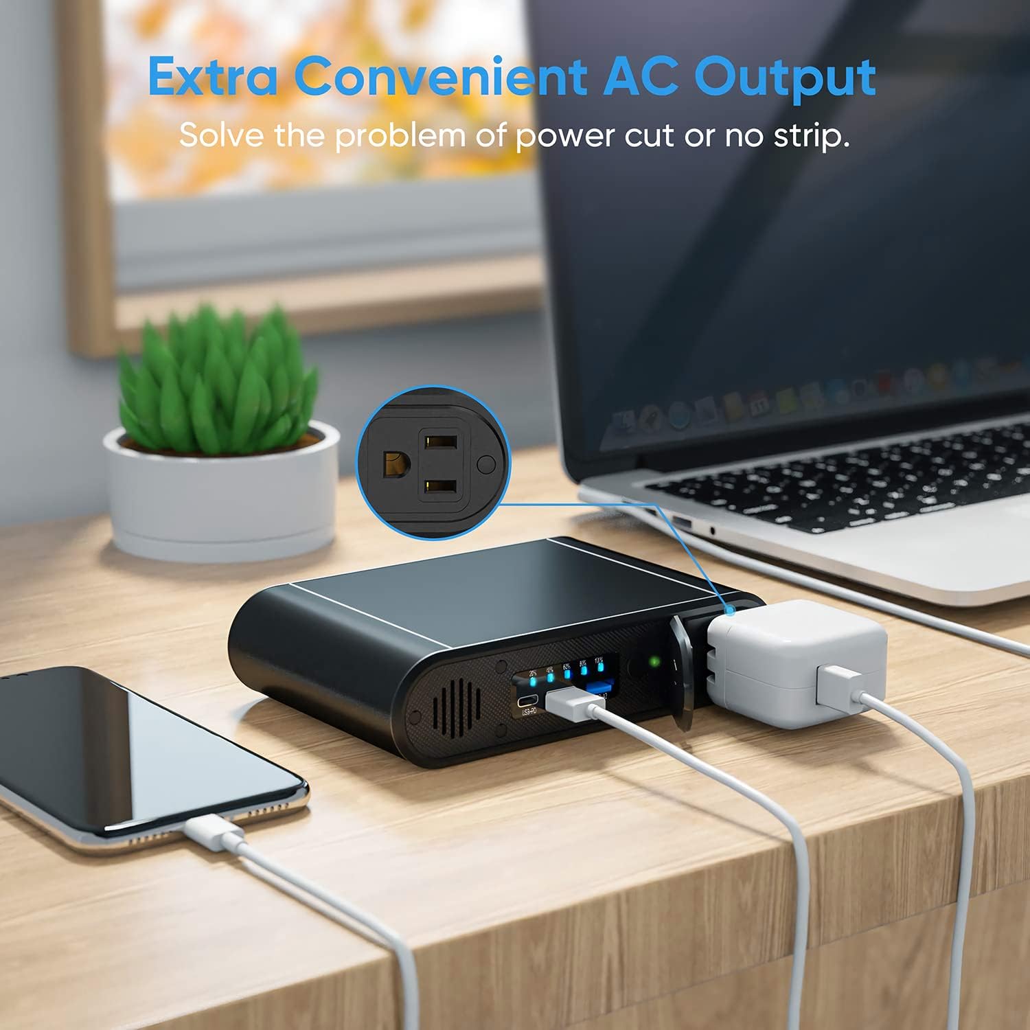 Power Bank with AC 150W,Portable Laptop Charger,31200mAh External Battery for Laptop,PD 65W Type-C,Compatible for Outdoor RV Camping Travel Emergency Backup Home
