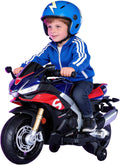 HEIMILI 12V Kids Motorcycle, Aprilia RSV4 Licensed Electric Ride on for 3 Years, 40' Small Motorbike with Training Wheels, Bluetooth, Speed 3mph (Blue, 12V(40 * 23 * 17))