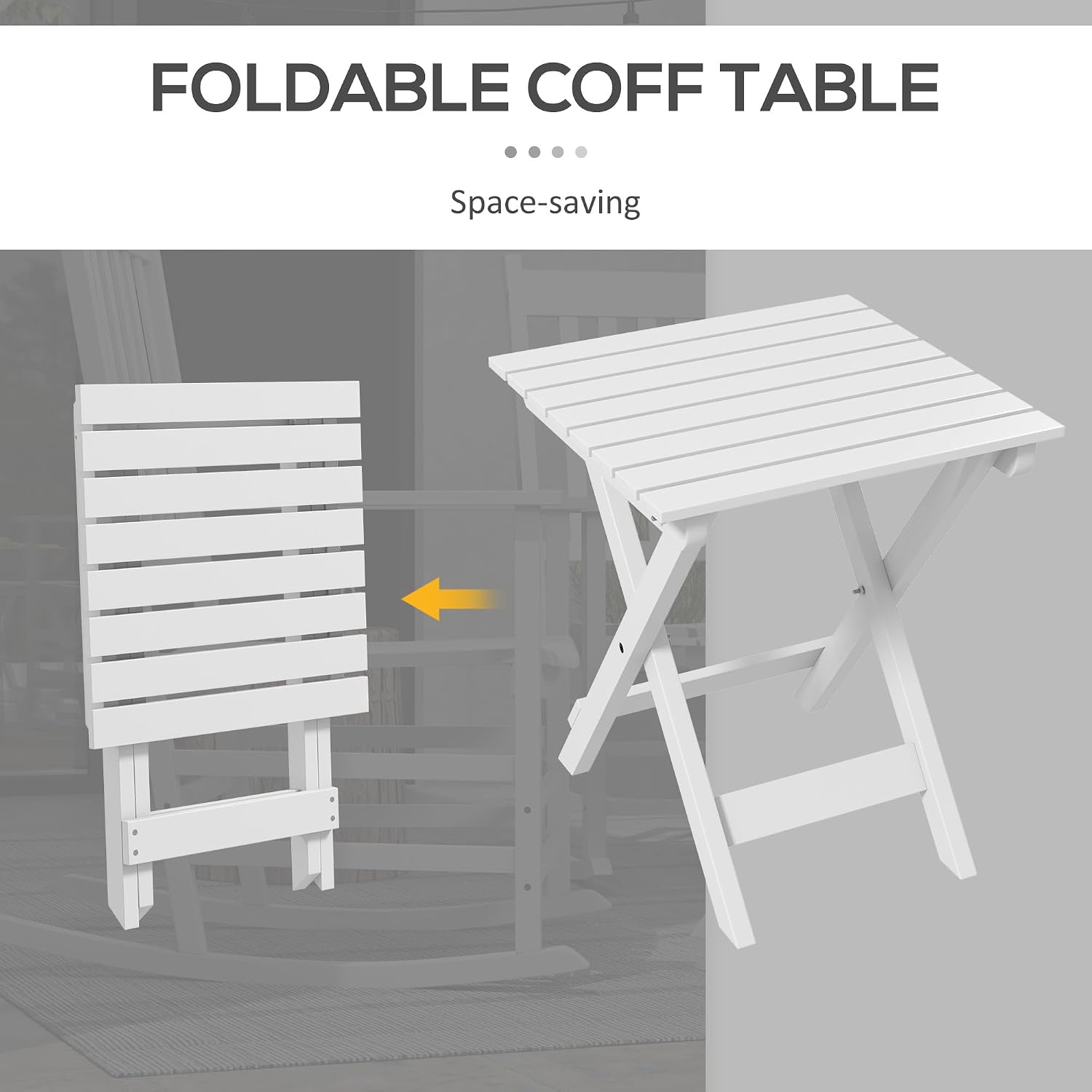 Outsunny Outdoor Rocking Chair Set of 2 with Side Table, Patio Wooden Rocking Chair with Smooth Armrests, High Back for Garden, Balcony, Porch, Supports Up to 352 lbs, White