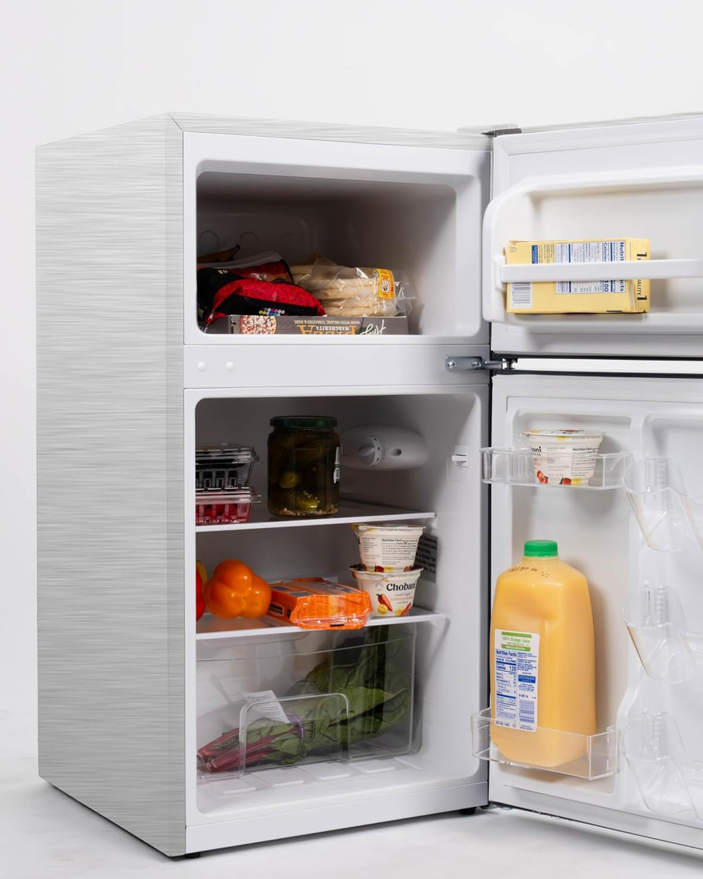 Frigidaire Compact Refrigerator with Top Freezer - 2 Door Fridge with 3.2 Cu Ft, Contemporary Series, Platinum