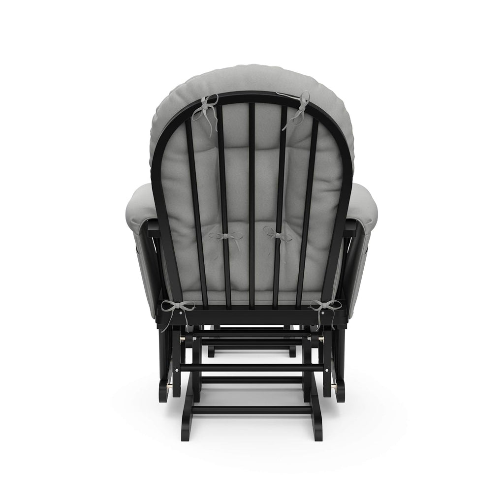 Storkcraft Premium Hoop Glider & Ottoman (Black with Light Gray) — GREENGUARD Gold Certified, Wood Craftsmanship, Convenient Storage Pockets, Smooth-Gliding Chair for Nursery, Multi-Award-Winning