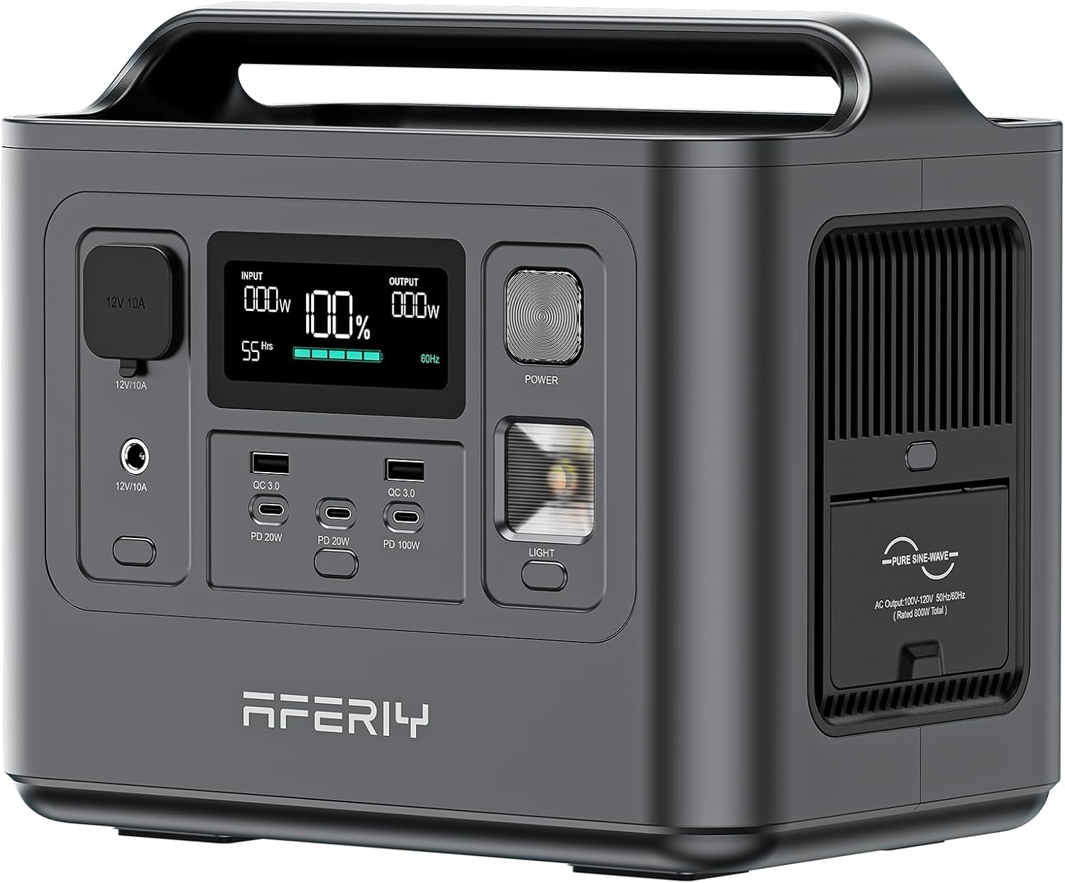 AFERIY Portable Power Station 800W(1600W Peak) Output, With Bidirectional Inversio, 512Wh LiFePO4 Battery, 10ms UPS Pure Sine Wave 200W Max Solar Input Generator for Camping, CPAP, Emergency