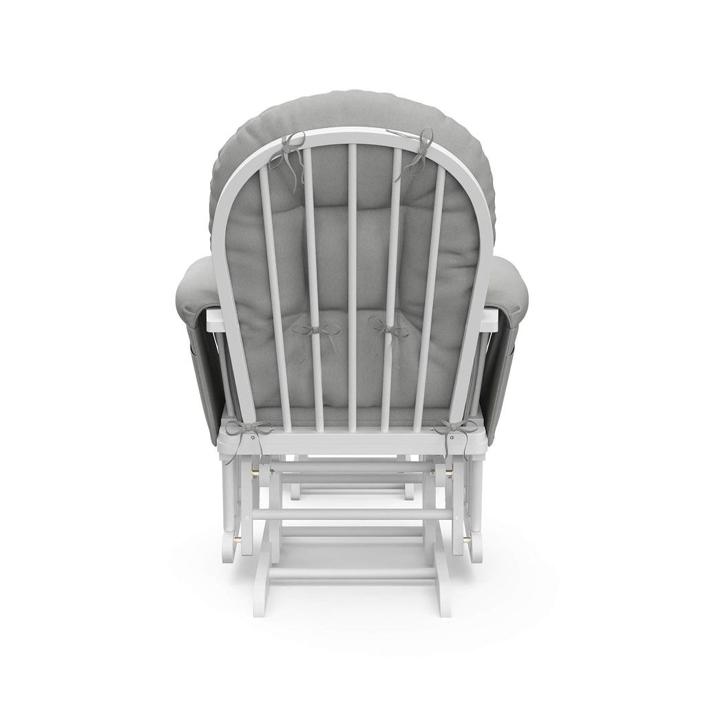 Storkcraft Premium Hoop Glider & Ottoman (White/Light Gray) — GREENGUARD Gold Certified Nursery Glider, Solid Wood Craftsmanship, Smooth-Gliding Nursery Chair and Ottoman, Award-Winning