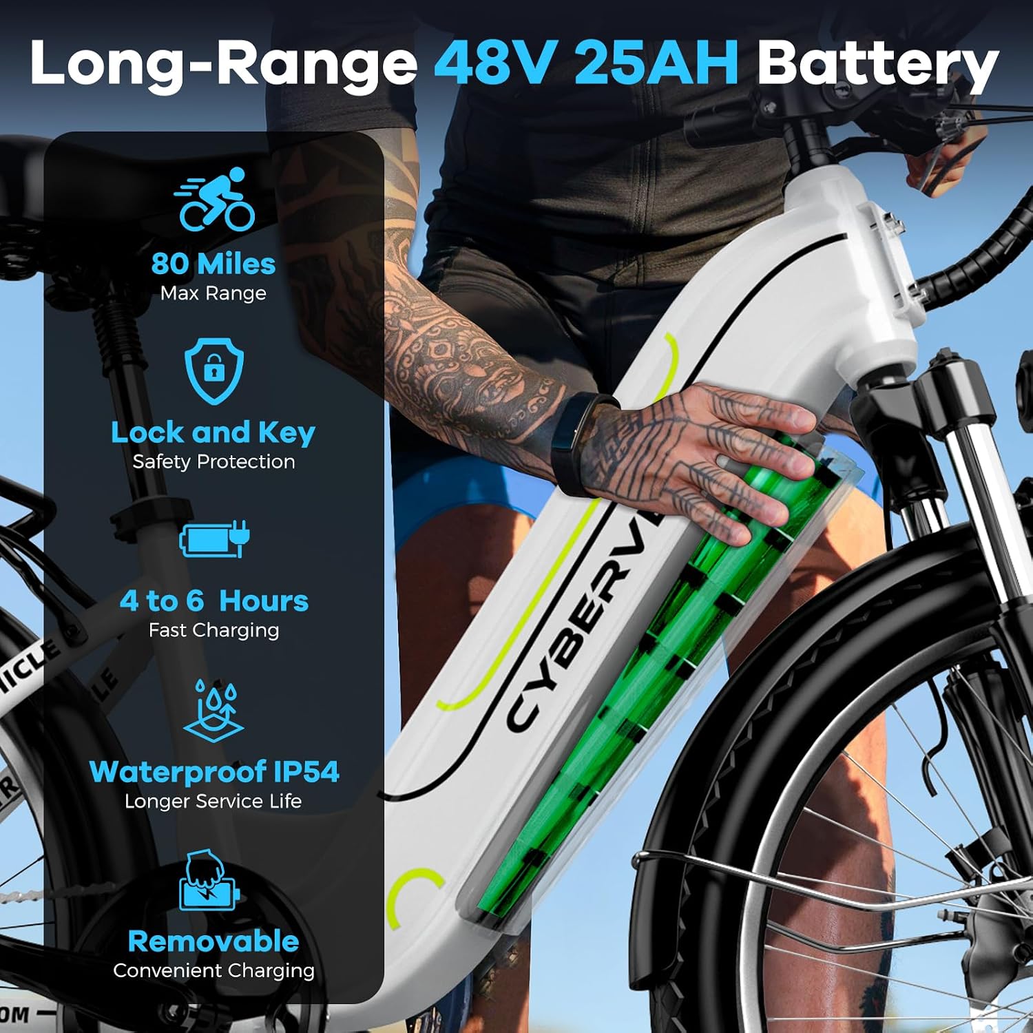 26' Electric Bike for Adult,1000W Peak, up 80 Miles Removable Battery Ebike,Adult Electric Bicycles for All Terrain,Men Women EBike, 7-Speed