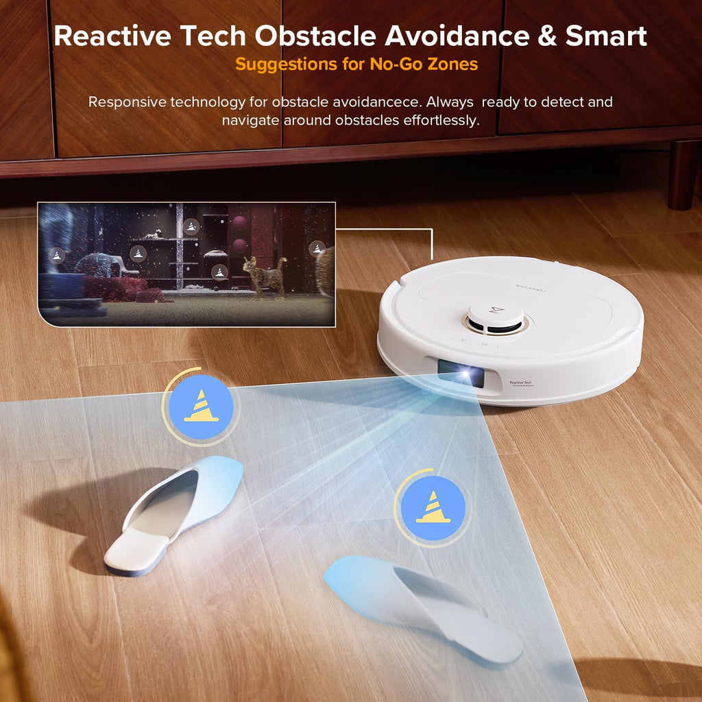 roborock Qrevo S5V Robot Vacuum and Mop, FlexiArm Edge Mopping, 12,000Pa Suction, Dual Zero-Tangle System, Smart Obstacle Avoidance, 10mm Mop Lifting, Auto Mop Washing & Warm Air Drying, White