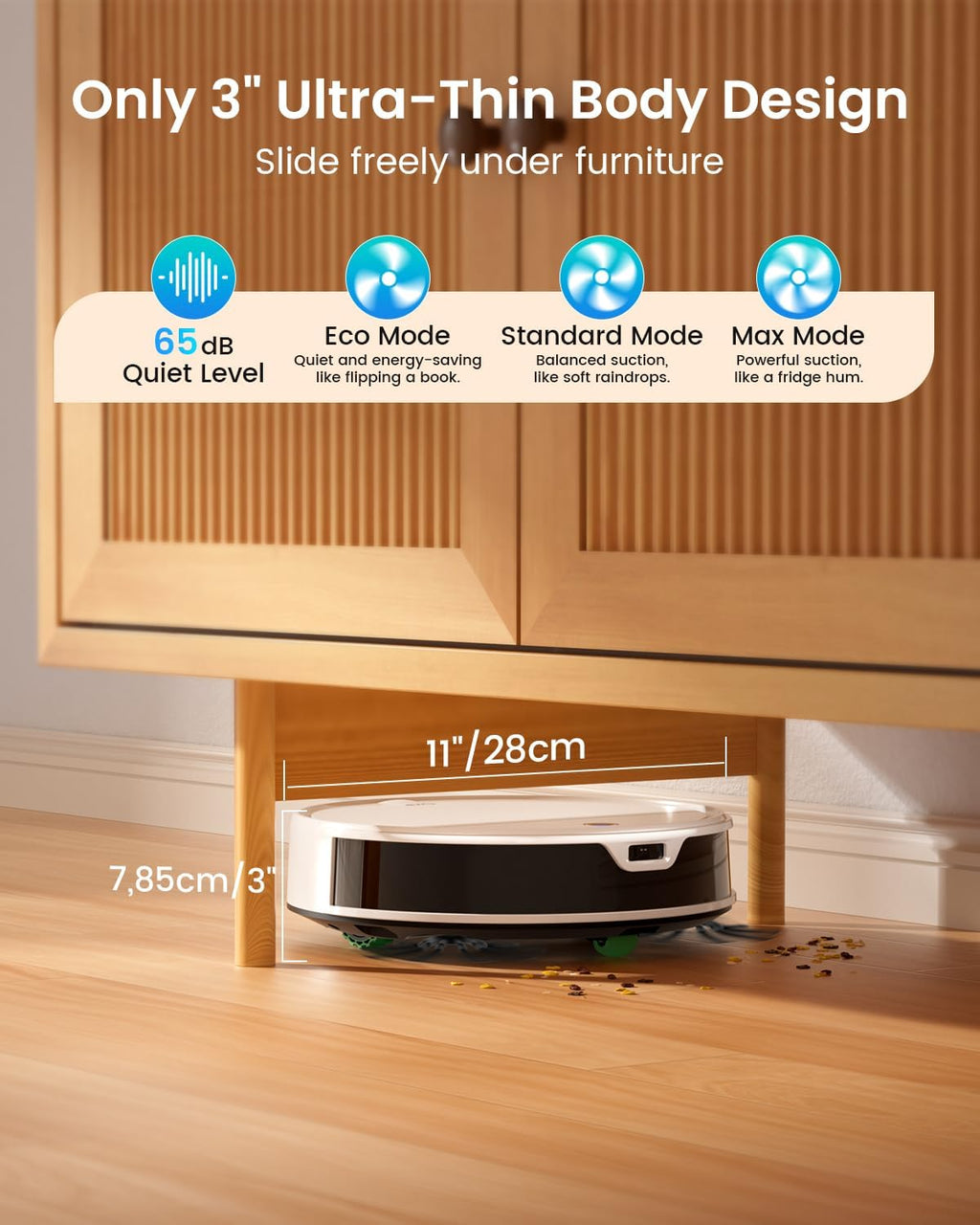 OKP Life K5 Ultra Robotic Vacuum,2.9 inch Small Robot Vacuum with ToF LiDAR Navigation,170Min Runtime,6000Pa Automatic Robotic Vacuum,WiFi/App/Alexa Control, Cleans Pet Hair and Home