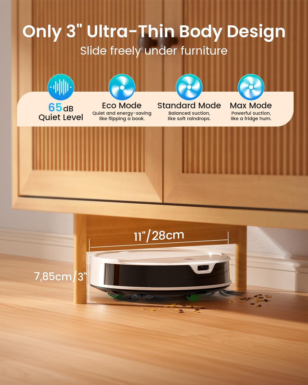 OKP Life K5 Ultra Robotic Vacuum,2.9 inch Small Robot Vacuum with ToF LiDAR Navigation,170Min Runtime,6000Pa Automatic Robotic Vacuum,WiFi/App/Alexa Control, Cleans Pet Hair and Home
