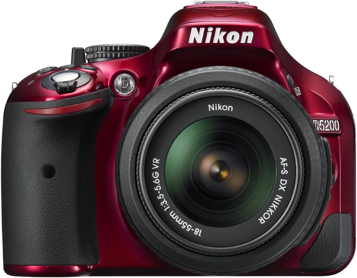Nikon D5200 24.1 MP CMOS Digital SLR with 18-55mm f/3.5-5.6 AF-S DX VR NIKKOR Zoom Lens (Red)