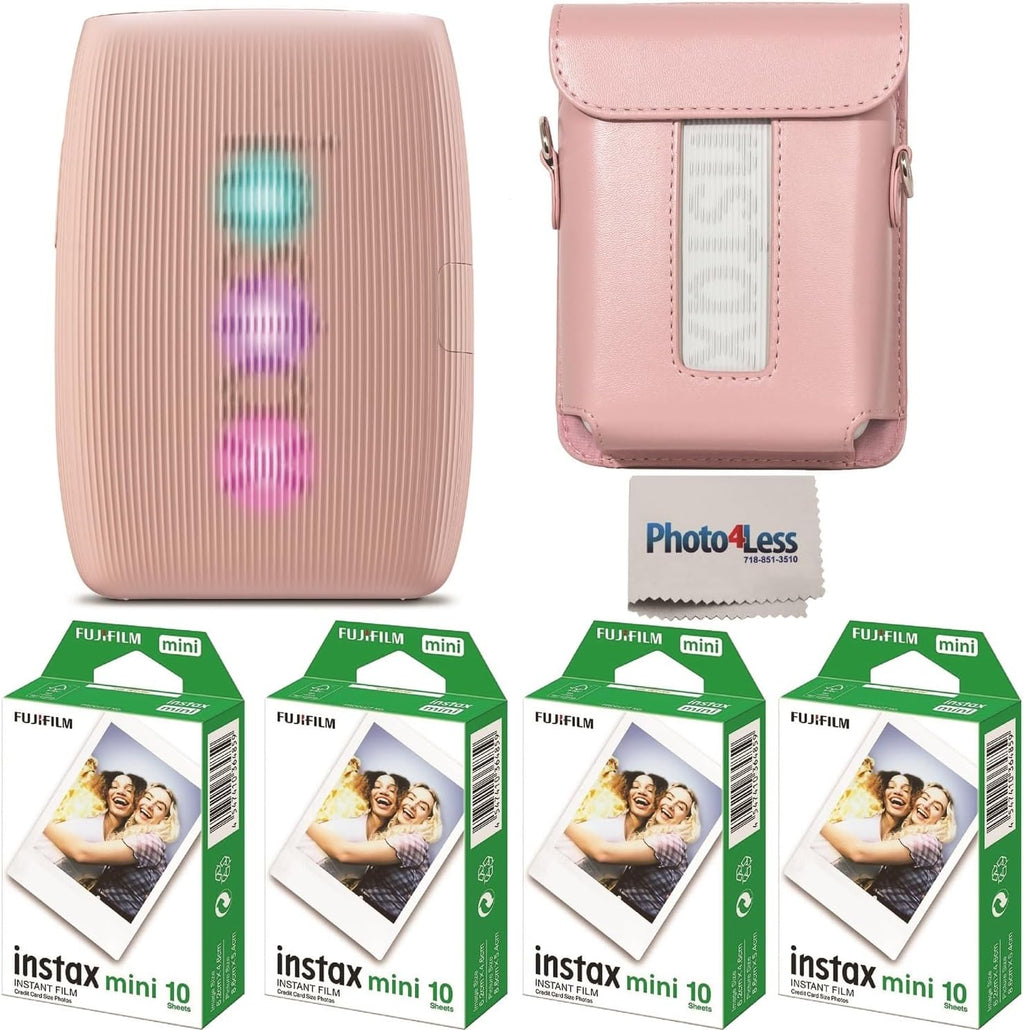 Fujifilm Instax Mini Link 3 Printer Bundle Instax Mini Film (40 Sheets), Instax Mini Link 3 Protective Case (Rose Pink)
