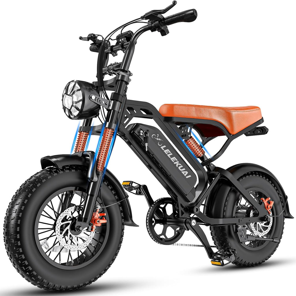 LELEKUAI Electric Bike for Adults, 1200W Peak Power Ebike, 28MPH, 48V 18Ah Removable Battery, 35-Mile Range, 500 LBS Capacity, 16''×4.0'' Fat Tire e-Bike, Moped Electric Bicycle for All-Terrain