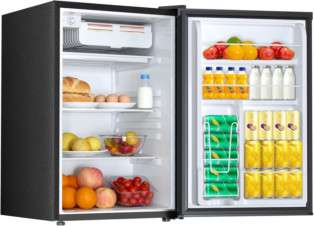 Electactic 4.5 Cu.ft Mini Fridge with Freezer, Compact Refrigerator with Reversible Single Door, Adjustable Thermostat, Low Noise, Energy Efficient for Office, Dorm, Bedroom, Apartment BLACK