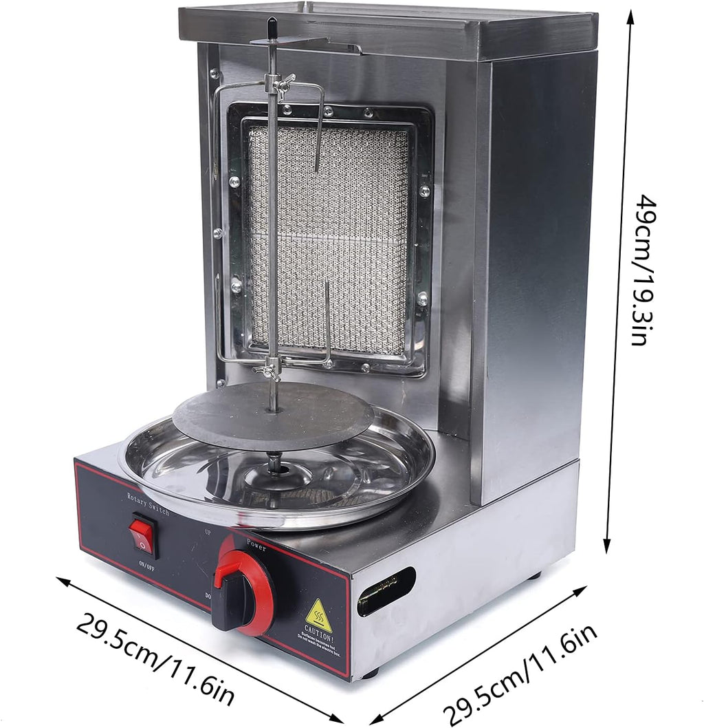 Shawarma Grill Machine Countertop Vertical Rotating Rotisserie Shawarma Machine 110V Doner Kebab Machine Meat Grill Broiler Shawarma Gyro Grilling with Meat Catch Pan for Family Restaurants Gatherings