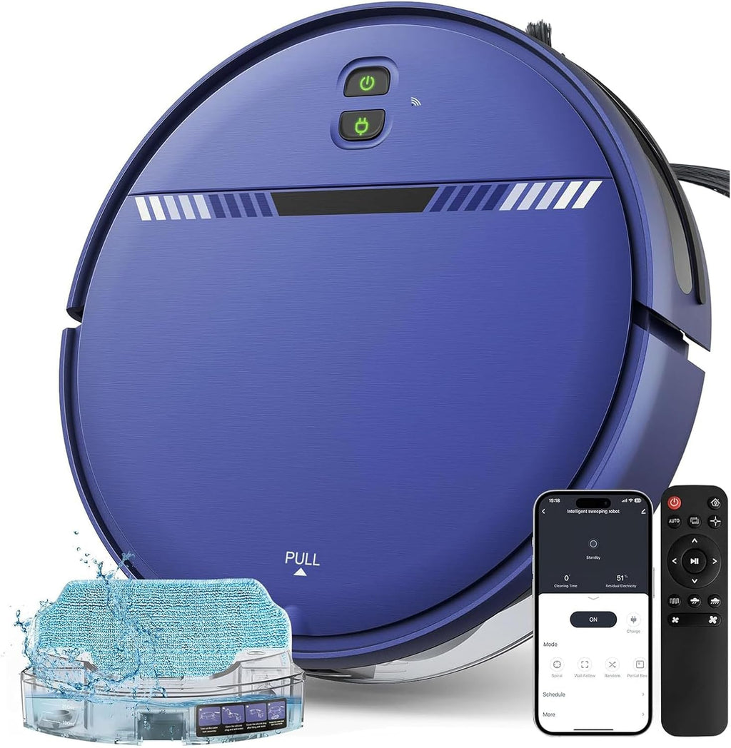 Robot Vacuum Cleaner, Smart Robotic Vacuum Wi-Fi Connected, App Control, Compatible with Alexa and Google Assistant, Automatic Self-Charging Robot Vacuum Perfect for Pet Hair, Carpets and Hard Floors