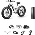 PUCKIPUPPY Battery+Electric Bike for Adults 960W(Peak), 48V 20AH Battery Adult Electric Bicycles, 26' Fat Tire Full Suspension Step-Thru Ebike, 28MPH Mountain Ebike, 7 Speed, 80Miles Range