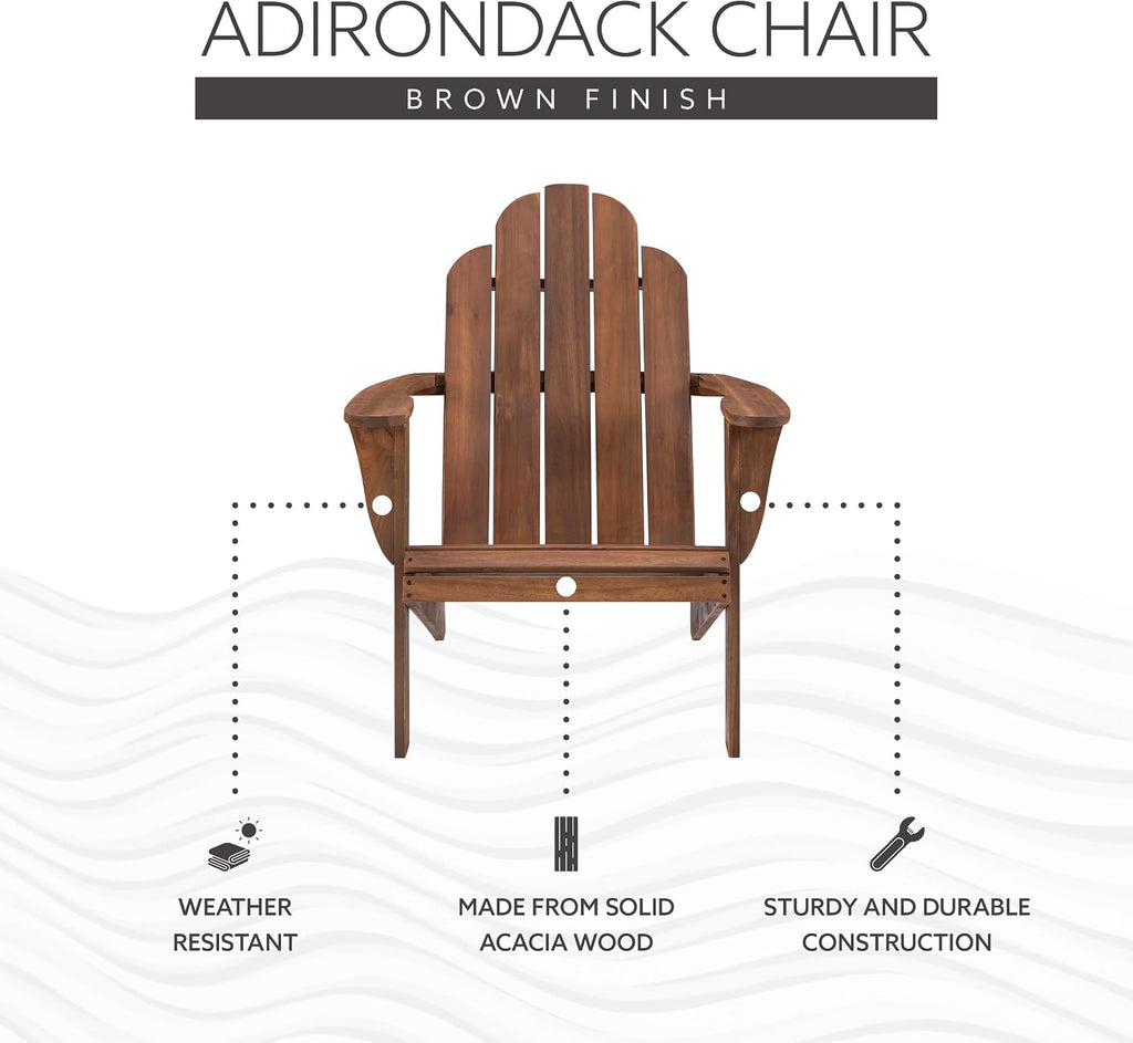Linon Home Dcor Home Decor Teak Wood Stock Chair, 30.4' wx37.6 dx37.8 h, Stain