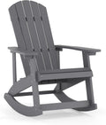Flash Furniture Savannah Poly Resin Wood Adirondack Rocking Chair - All Weather Gray Polystyrene - Stainless Steel Hardware