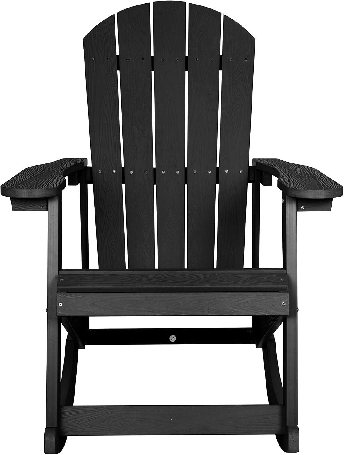 Flash Furniture Savannah Poly Resin Wood Adirondack Rocking Chair - All Weather Black Polystyrene - Stainless Steel Hardware - Set of 2