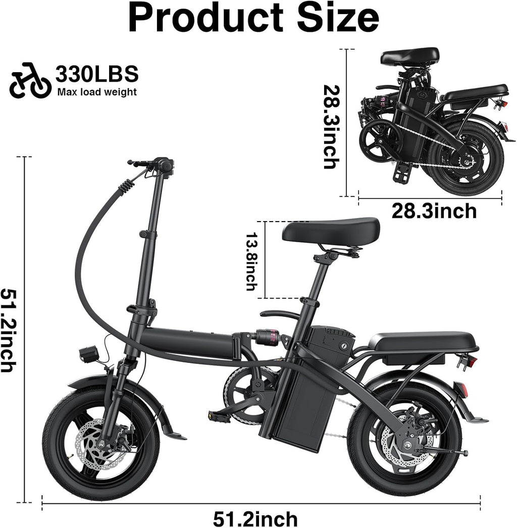 Electric Bike for Adults and Teens, Folding Ebike,Commuter City Foldable E Bike with 560W Motor and 48V 10Ah Battery, 24 MPH Speed Pedals Assist, Dual Disc Brakes,14' Compact Electric Bicycle