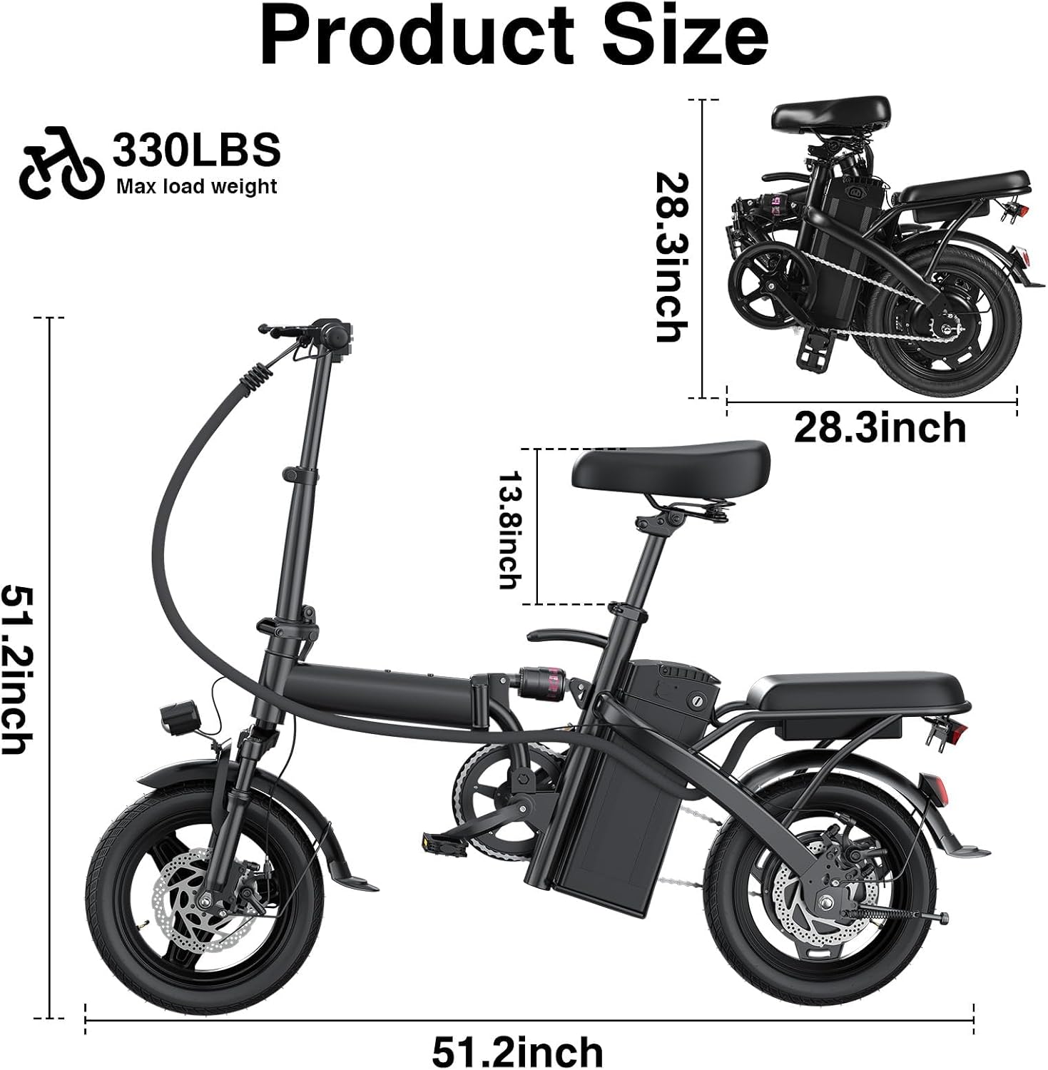 Electric Bike for Adults and Teens, Folding Ebike,Commuter City Foldable E Bike with 560W Motor and 48V 10Ah Battery, 24 MPH Speed Pedals Assist, Dual Disc Brakes,14' Compact Electric Bicycle