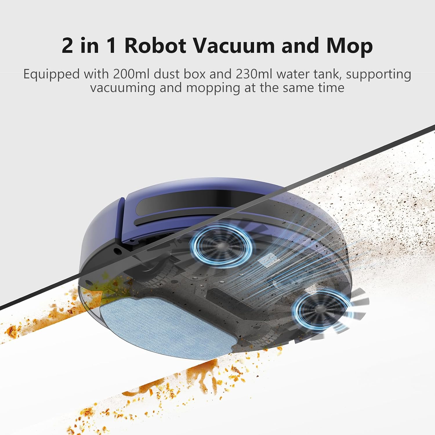 Robot Vacuum Cleaner, Smart Robotic Vacuum Wi-Fi Connected, App Control, Compatible with Alexa and Google Assistant, Automatic Self-Charging Robot Vacuum Perfect for Pet Hair, Carpets and Hard Floors
