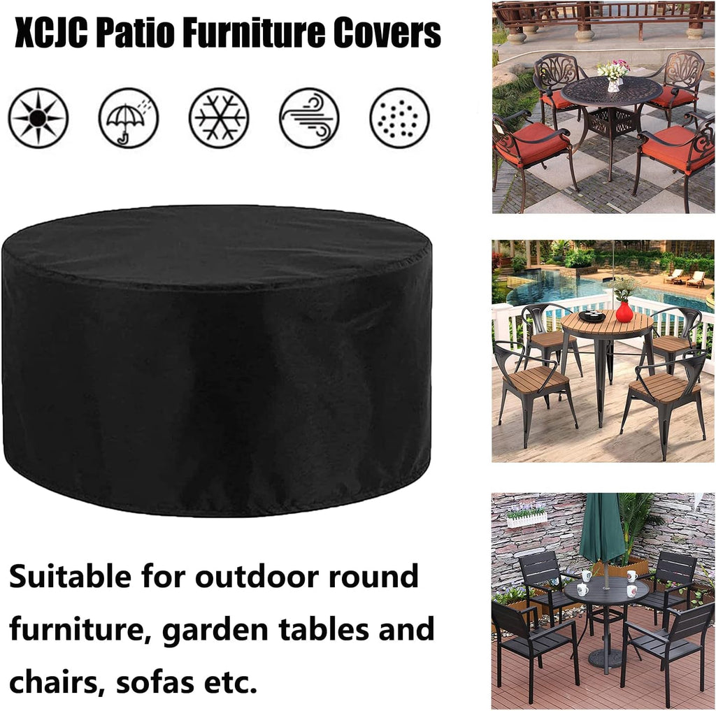 Dining Table Chair Set Cover 122' D x 37' H, 420D Waterproof Garden Table Set Cover, Extra Large Outdoor Furniture Set Covers, Heavy Duty Gas BBQ Grill Cover (310x95cm)