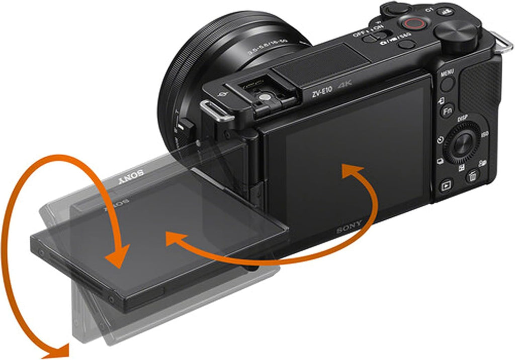 Sony ZV-E10 + 16-50mm Lens, LED Light, Microphone, 128GB Extrem Speed, U-Grip, Filters, Tripod, Case, Software, & More – Pro Video Bundle (38pc)