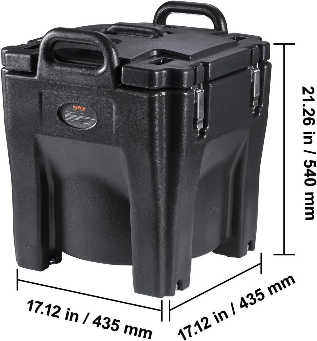 VEVOR Insulated Food Carrier, 32Qt Capacity Stackable Hot Box for Catering w/Stainless Steel Barrel, Top Load LLDPE Food Warmer w/Stationary Base, for Restaurant Canteen, Black