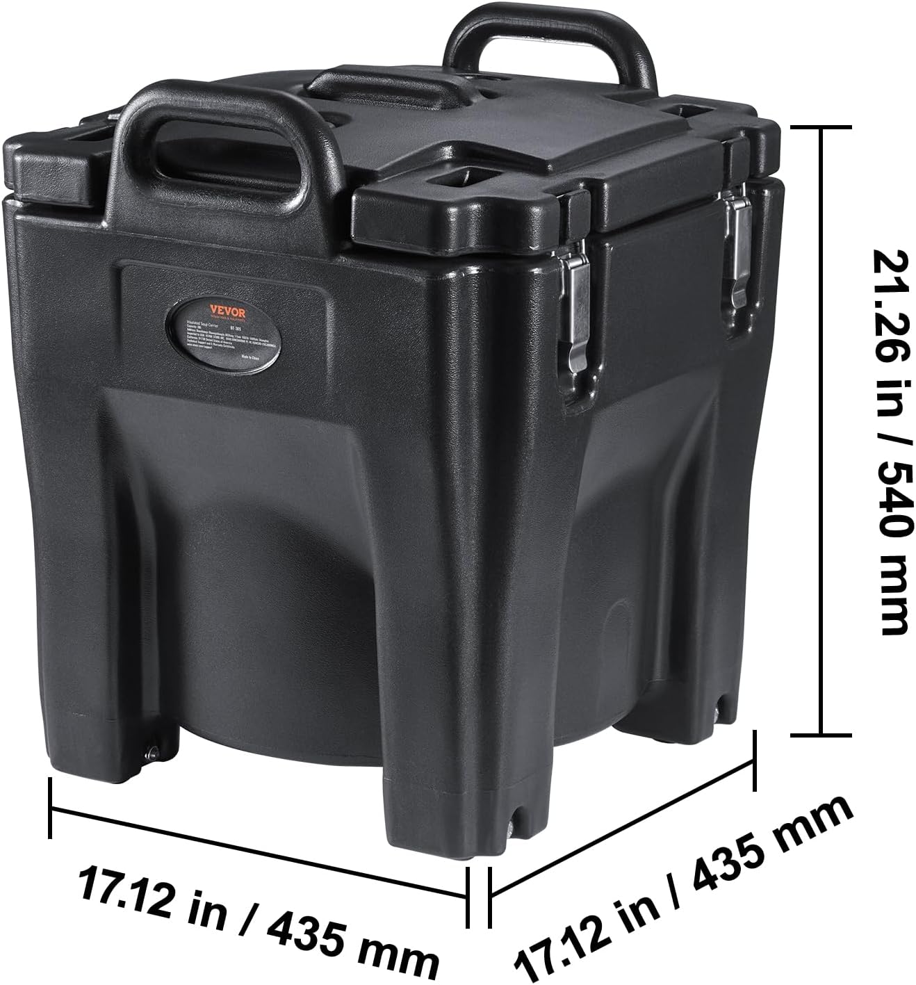 VEVOR Insulated Food Carrier, 32Qt Capacity Stackable Hot Box for Catering w/Stainless Steel Barrel, Top Load LLDPE Food Warmer w/Stationary Base, for Restaurant Canteen, Black