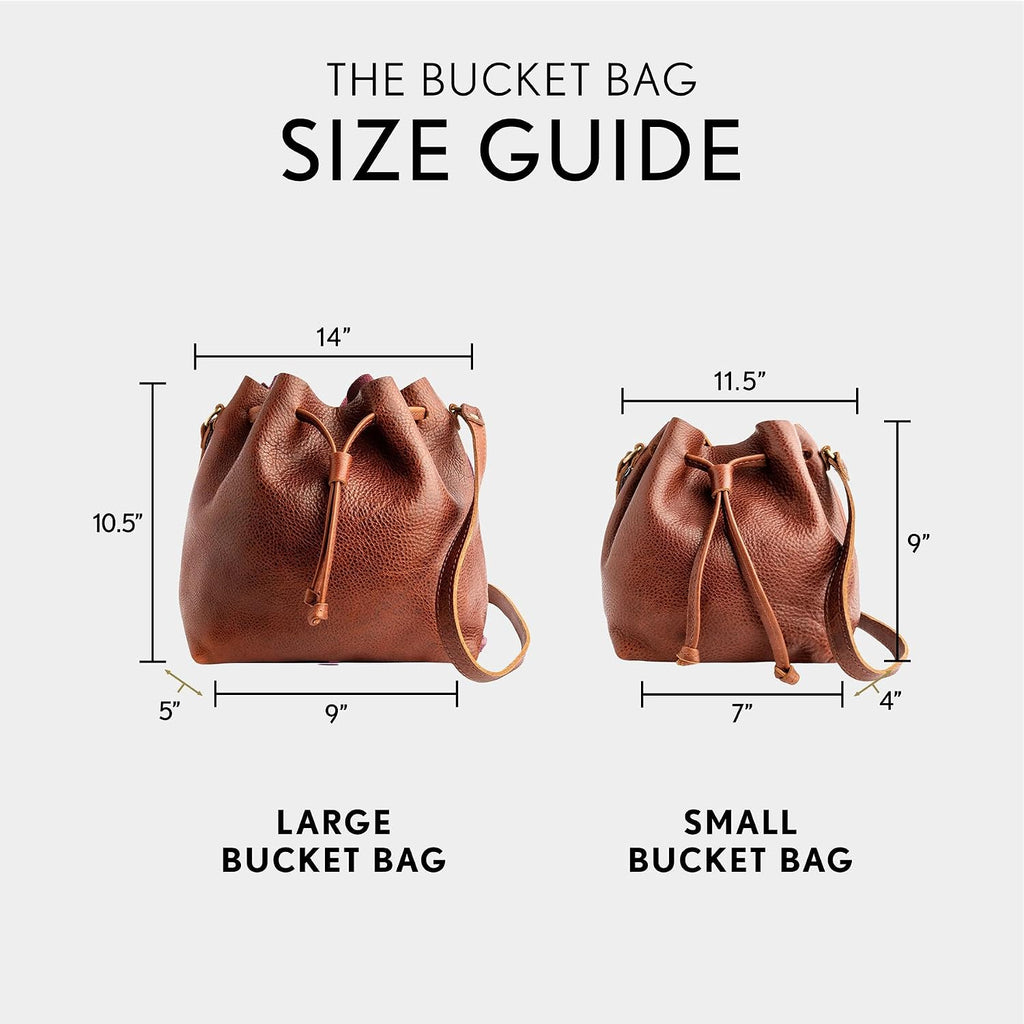 Portland Leather Goods Bucket Bag – Leather Crossbody Purse w/Drawstring Opening – Handmade from the Finest Full-Grain Hides