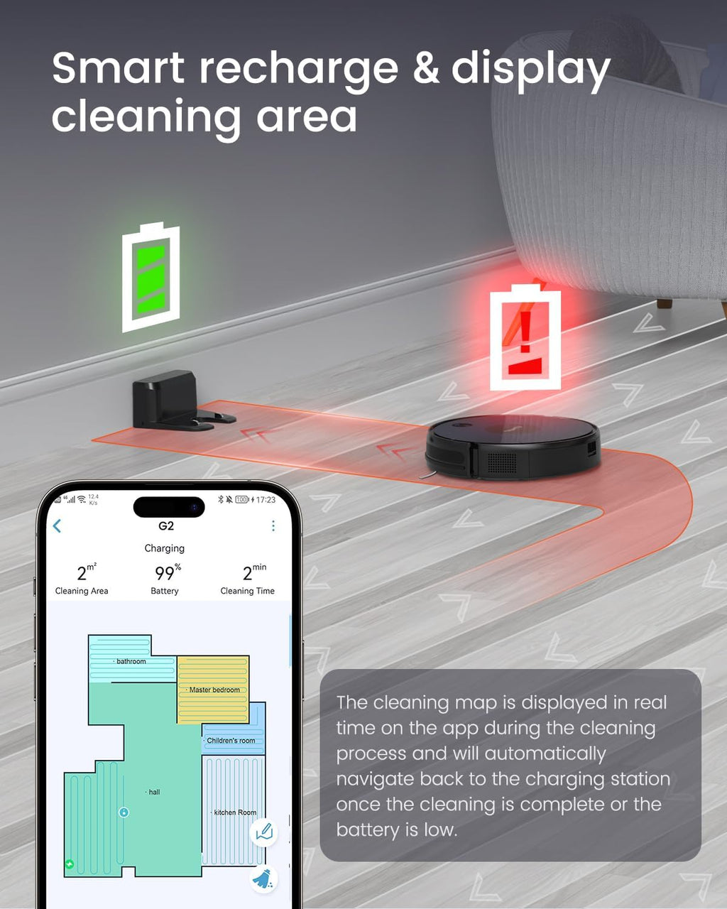 Robot Vacuum and Mop Combo, 100Min Runtime, APP&Voice Control, Ultra-Thin, Tangle-Free, Self-Charging Robotic Vacuum Cleaner, Good for Pet Hair, Hard Floor and Medium-Pile Carpet