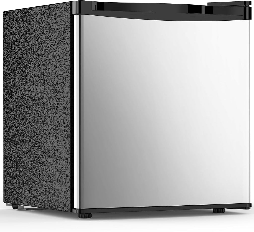 Electactic 1.7 Cu.ft Mini Fridge with Freezer, Compact Refrigerator, Single Reversible Door, Ultra Quiet, Energy Efficient for Office, Dorm, Bedroom, Apartment, Silver