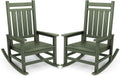 SERWALL Oversized Outdoor Rocking Chair Set of 2, HDPE Rocker for Adults, Patio Rocking Chairs for Porch, Avocado Green